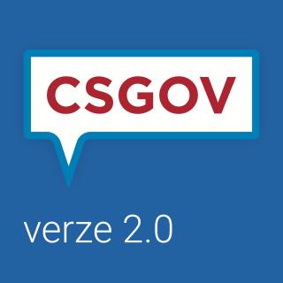 Modrá plocha s logem CSGOV a nápisem verze 2.0